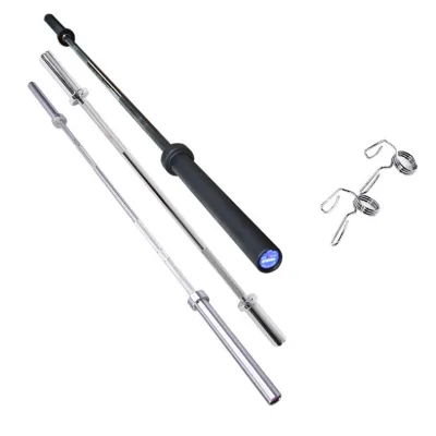 Silvery Steel Barbell 20kg-Durable & Portable Full-Body Fitness Equipment