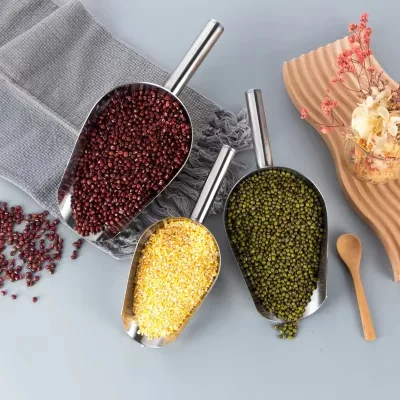 Stainless Steel Spatula Metal Handle Household Tool Metal Spoon for Grains Flour Tea Sunflower Seeds for Home Kitchen Use