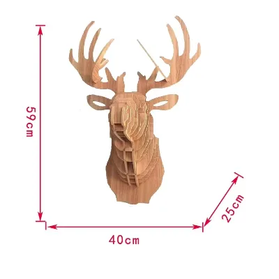 Wooden Animal Hanging Head Moose for Decoration