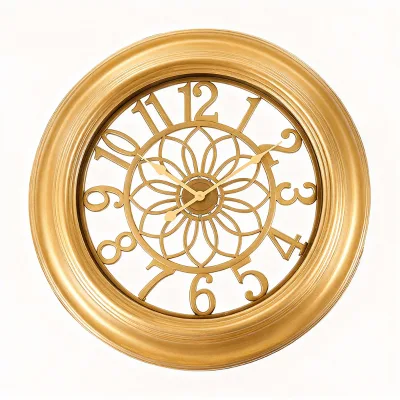 Luxurious Gold 23 Inch Noiseless Quartz Antique Skeleton Hollow Out Wall Clock for Home Living Room Bedroom Office Decor