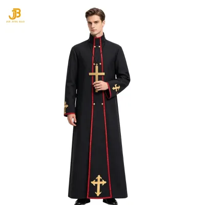 Halloween Costume for Men Medieval Cosplay Priest Nun Missionary Costume Church Religious Convent Fancy Party Robe