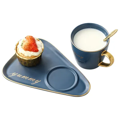 2024 Coffee Cup and Saucer Set Coffee Cup and Plate Set Custom Ceramic Tea Cup With Snack Plate Set