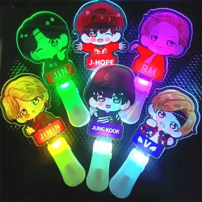 Kpop Merchandise Custom logo Printing Led Heart Glow Stick Flashing Light Sticks for K-pop Concert Event Party
