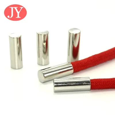 Custom Engraved logo Metal Shoe Lace Aglet Cylinder Metal Lace Cord Ends Metal Head for Hoodies Cap Drawstring Reflective Rope