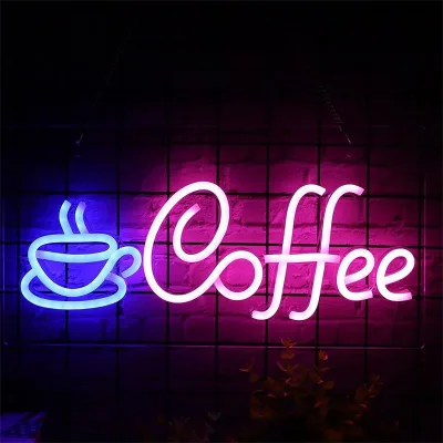 Custom LED Coffee Sign Cafe Advertising Sign Board Led Illuminated Neon Signs