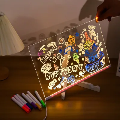 Clear Dry Erase Acrylic LED Message Board DIY Daily Drawing Writing Board for Office Home Signage & Decorative Night Lighting