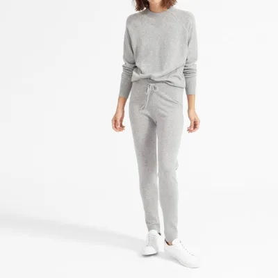 Cosy Pure Mongolian Cashmere Knitted Tapered Sweatpants for Women