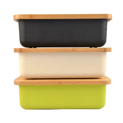 Biodegradable Plant Based PLA Vintage Bread Box Bamboo Fiber Wheat Straw Large Bread Bin Durable RPET Retro Storage Container