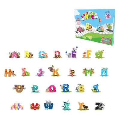 132PCS 3D DIY Foam Paper Colourful Animal Alphabet Puzzle for Children