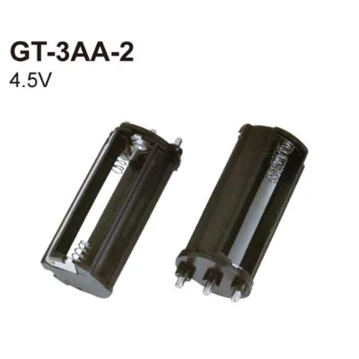 GLOBALTONE 3 AAA Cell 4.5V UM-4X3 Black ABS Metal Cylindrical Battery Holder Adapter Brackets Open Style Connector GT-3AA-2