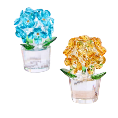 Crystal Hydrangea Carved Flower Figurine Ornaments Home Decoration Collectible Promotion Gift Fashion Trend Healing Crafts