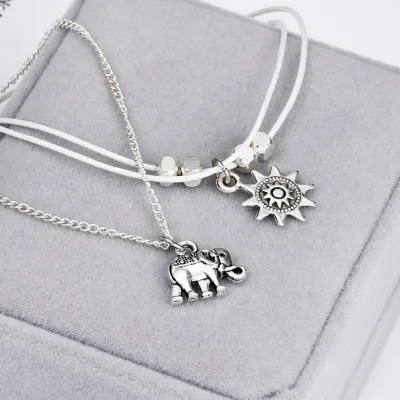 Hot Sale Multiple Layers Anklets for Women Retro Elephant Sun Pendant Foot Jewelry Barefoot Sandals Ankle Bracelet on the Leg