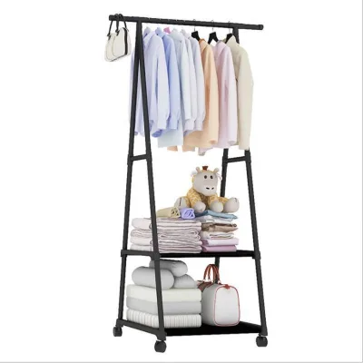 Movable Coat Rack Triangle Pulley Clothes Racks Simple Assembly Multifunctional Household Bedroom Hanger Rolling Clothes Rack