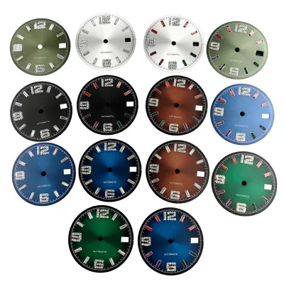 BLIGER Sunary Pattern Dial 29mm Olive Green/Blue/White/Black Arabic Numerals Diamond Edge Watch Dial Face for Watches Part