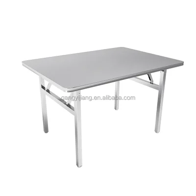 70*120cm Stainless Steel Rectangular Dining Table with Chairs Foldable Workbench 4-6 People Warehouse Restaurant School Canteen