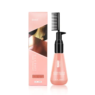 Keratin Hair Straightening Treatment Straight Hair Cream with Brush for Curly Hair