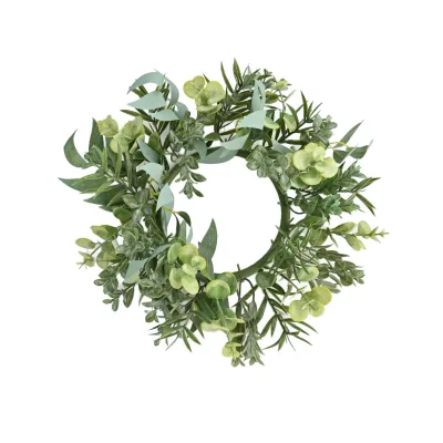Artificial Plastic Eucalyptus Wreath Candlestick Wreath for Home Holiday Christmas Restaurant Desktop Photography Props Decor