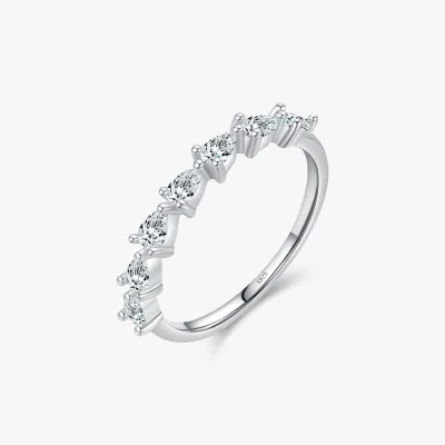 Prong Setting Stackable Ring for Women Gift Fine Jewelry 925 Sterling Silver Simple Water Drop Pear Cut CZ Finger Ring