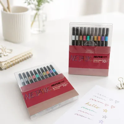 Professional Brush Round Tip Markers Fine Line Precision Set Dual-Sided Writing Erasable for Doodling Journaling Detailed Notes