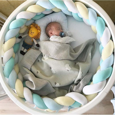 New Design 3 Meters Length Braid Crib Bumper, Hot Sale Baby Crib Bumper