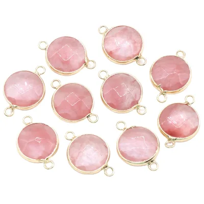 HY Pure Gemstone Healing Crystal Watermelon Quartz Faceted Bead Pendant