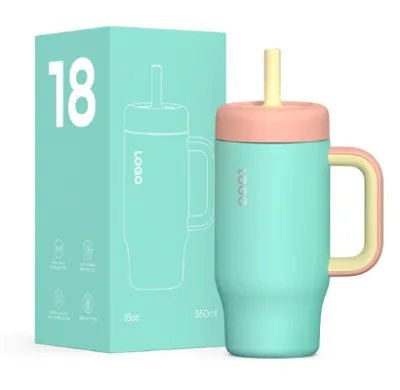 304 Stainless Steel Double-Layer Anti-Choking Vacuum Insulation Straw Bottle Multi-Capacity Children's Thermos Back to School