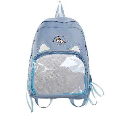 HY6 Transparent Backpack Cotton Doll Backpack Large Capacity Girl Cute Cat Ears Girl Schoolbag