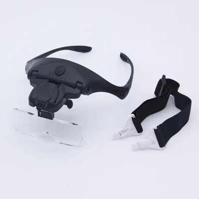 LED Headband Magnifier Interchangeable Multiple Lenses Handicraft Dental Inspection Magnifying Glass