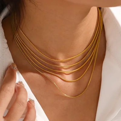Wholesale Price High Quality Fashion Jewellery Stainless Steel Gold Plate Jewelry Round Snake Chain for Necklace
