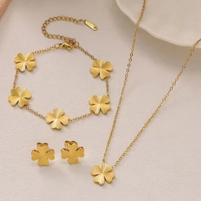 Trendy Flower Necklace & Earrings Set for Women Wedding Engagement Party Anniversary Gift Jewelry