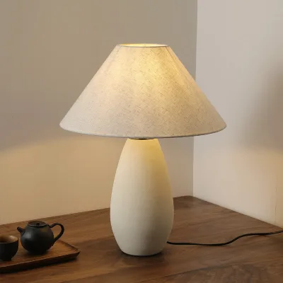 Hand Made Nordic Home Bedroom Modern Extremely Simple Flexible Add Atmosphere White Bedside Ceramic Table Lamp