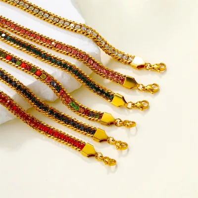 Personality Color Diamond Zircon Fashion Bracelet Stainless Steel Fashion Couple Bracelet