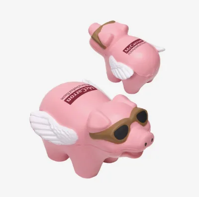 Custom Flying Pig Stress Ball Squeeze Toy Keychain Promo Giveaway for Aviation Fantasy Theme Fair