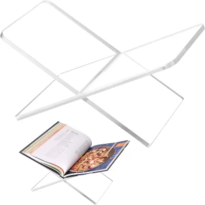 Transparent Clear Acrylic 2-Piece Bookend 6\" X 11\" X 6\" Reading Stand for Open/Closed Books Magazines Textbooks