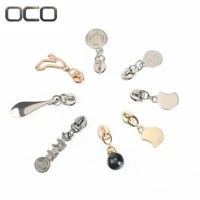 OCO Cremallera 3#5#7# Gold Metal Zipper Slider for Luggage Slider Custom logo
