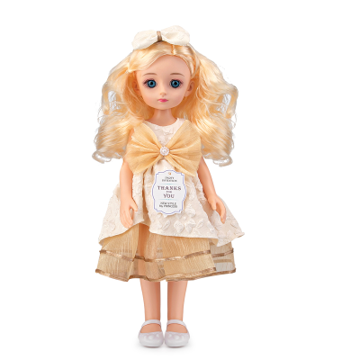 13 Inch fairy Dolls for Girls White Skin Golden Curly Hair & Blue Eyes a Dress with a Bow Tie &white Shoes for Girls Gift