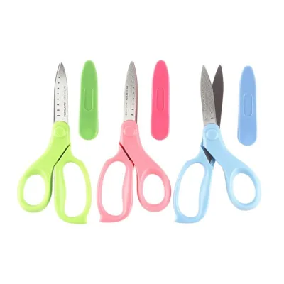 Colorful Children's Safety Scissors, Protective Kids Craft Scissors with Scale, Kindergarten & Primary School DIY Art Scissors