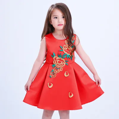 Wholesale China Kids Fancy Dress Of Cotton Material Dress Decoration Flower