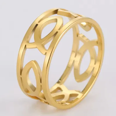 Fish Christian Symbol Band Rings 316L Stainless Steel Cross Finger Ring Promise of Eternity Catholic Amulet Couple Rings