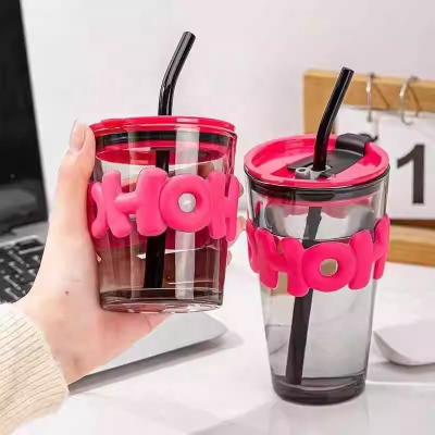 Glass Cup Water Bottle Coffee Cup Office Water Drink  Mug Bottle Fruit Juice Milk Tea Mug Cup