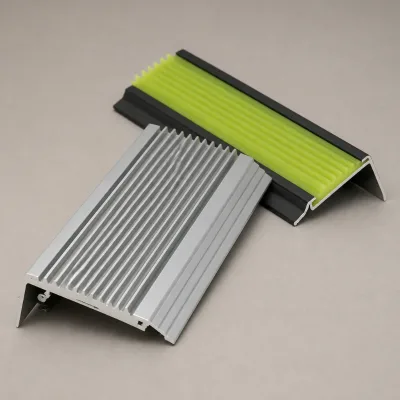 OEM ODM Custom Vinyl Rubber Insert /integrated Nose l Shape Metal Aluminium Anti slip Stair Nosing for Concrete Stairs