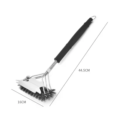 Long Handle Cleaning Bbq Stainless Steel Grill Brush and Scraper Camping Utensils Grilling Cleaning Vertical Grill Brush