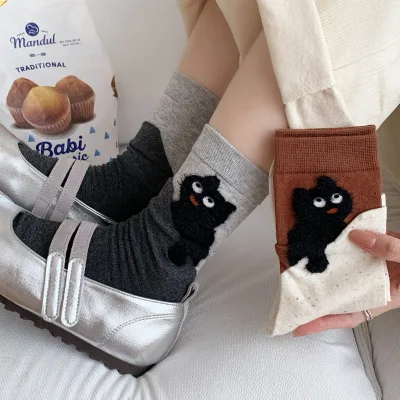 Dog Cotton Socks with Cartoon Print Autumn Winter Cosy Couple Socks Dachshund Animal Design Socks
