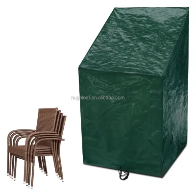Heavy Duty Oxford Stacking Chair Cover Waterproof Dustproof UV Protection Patio Furniture Protector with Drawstring Closure