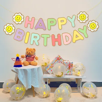 Sunflower Daisy Pull Flag Macaron Birthday Paper Digital Printing No Flagpole Flower Decoration Chrysanthemum Pull Flag Banner