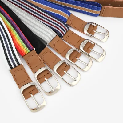 Classical Stripe Kids Teenager Boys Girls Students Youth Elastic Belt for Jeans Adjustable Outdoor Soft Children's Sports