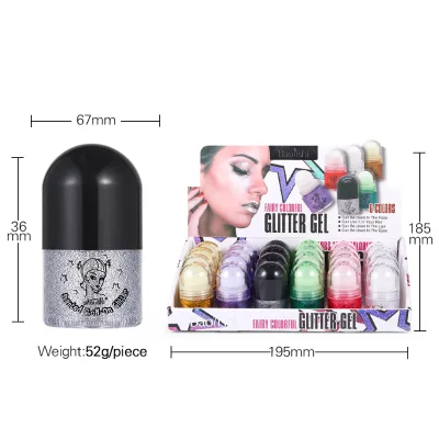 Lasting Sparkling Liquid Eye Shadow Rolling Glitter Makeup Gel Bottle for Face Hair Body-Festival Party Beauty Powder