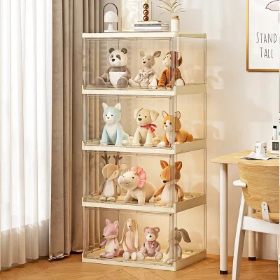 HLY3828 Item Multi Functional Storage Box for Household Use Transparent Foldable Shoe Box Side Opening Dust-Proof Magnetic Box