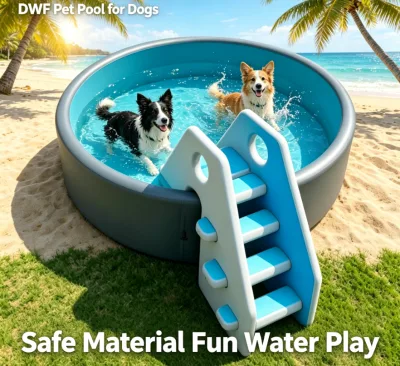 Wholesale Safe DWF Dog Swimming Pool with Ladder, Heavy Duty Durable Inflatable Water Play Dog Pool for Dogs of All Sizes Custom