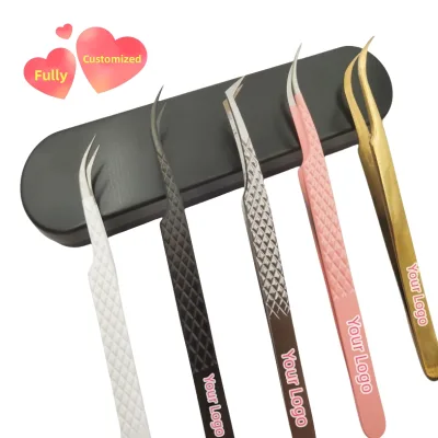 Professional and High Precision Fully Customized 45 75 90 Degree Different Choices Eyelash Extension Tweezers
